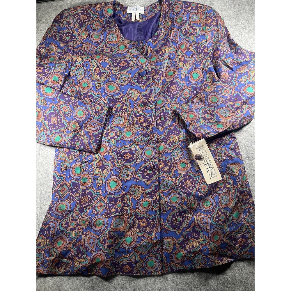 Sophisticates By Pendleton Womens‎ Plus Sz 16W Overcoat Jacket Blazer Purple